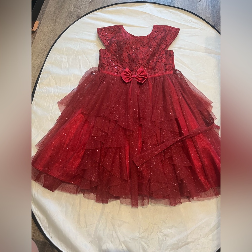 Jona Michelle Sparkling Red Layered Dress